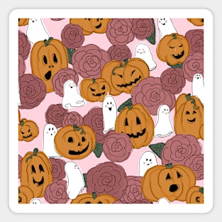 Pink Ghosts and Pumpkins Magnet